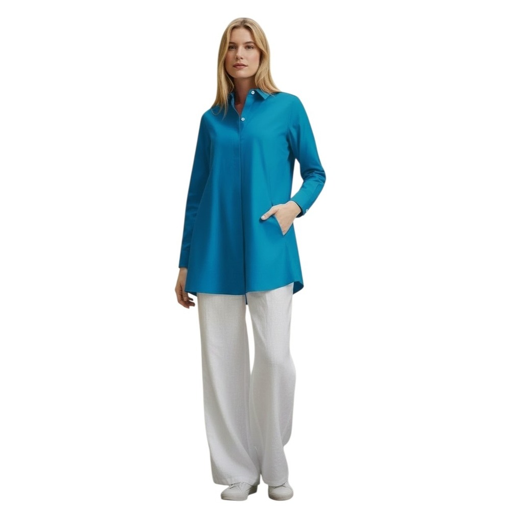 NWT Foxcroft Women's size 14W Cici Non-Iron Sophisticated Minimalist Tunic Top